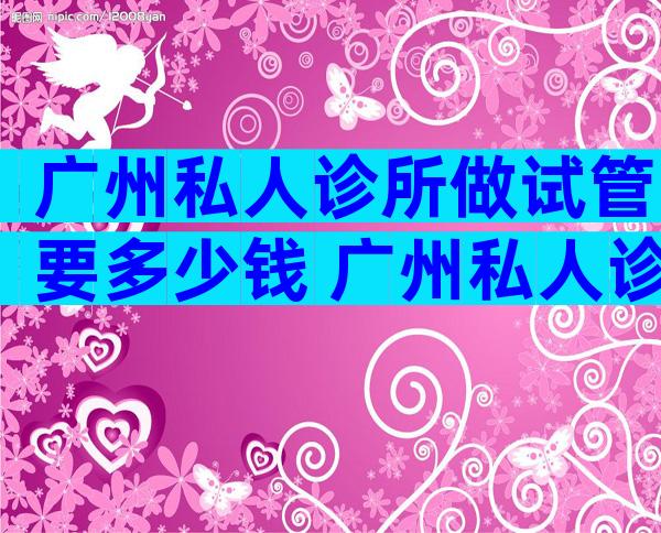 广州私人诊所做试管要多少钱 广州私人诊所做试管要多少钱费用